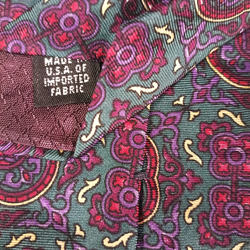 Dior Green Paisley Medallion Silk Tie with Purple and Red Accents - Picture 2 of 3